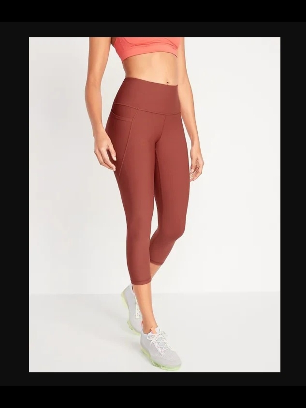 NWT Old Navy High-Waist Burnt Orange Crop Powersoft Go-Dry Active Leggings